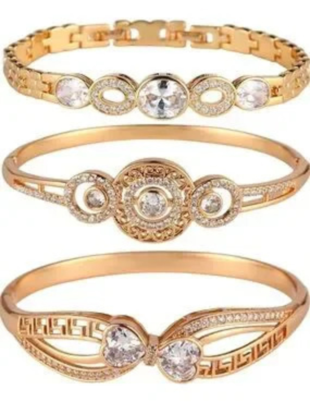 Anthropologie Gold-Tone Crystal Accent Bracelet Trio